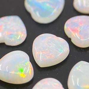 Fine Opal (Australia) Cabochon Heart Shape Loose Gemstones in 5mm for Jewellery Making