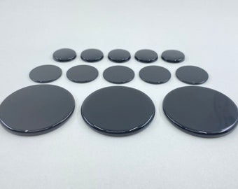 Flat Black Onyx Round Shape Loose Gemstone Coins In 16.5mm, 19.3mm, 32.5mm & 38mm For Jewellery Making