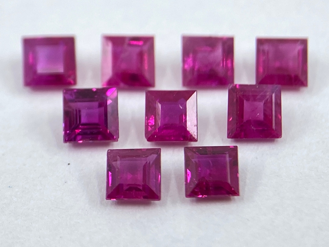 Ruby Square Shape Faceted Loose Gemstones in Sizes Ranging From 2mm to ...