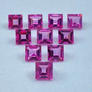 10 Pieces of Pink Topaz Faceted 3mm Square Shape Loose Gemstones For Jewellery Making