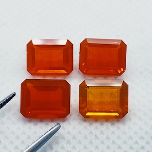 Einzelstück Mexikanischer Feueropal Facettierte Achteck Form Edelsteine in 8x6mm & 9x7mm zur Schmuckherstellung