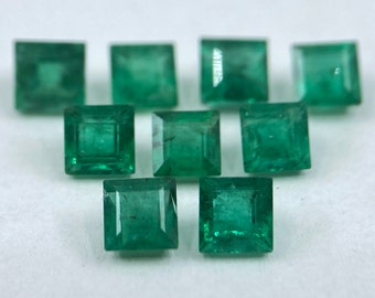 Emerald Square Shape Faceted Loose Gemstones in Assorted Sizes from 1.5mm to 4mm for Jewellery Making