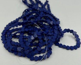 Reconstructed Lapis Lazuli 5mm Heart Shape Beads on 16 inch Temporary Strands for Jewellery Making