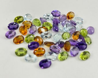 50 Stück Paket von 7 x 5 mm Oval lose natürliche Halbedelsteine facettiert Edelsteine für Geschenke, Sammeln und Schmuck machen