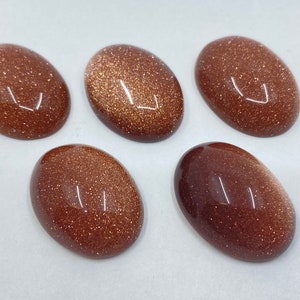 Brown Goldstone Cabochon Oval Gemstones in 25x18mm for Jewellery Making