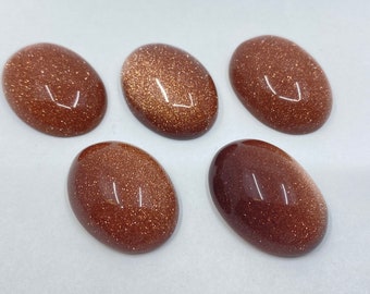 Brown Goldstone Cabochon Oval Gemstones in 25x18mm for Jewellery Making