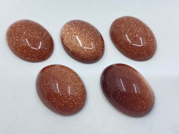 Brown Goldstone Cabochon Oval Gemstones in 25x18mm for Jewellery Making