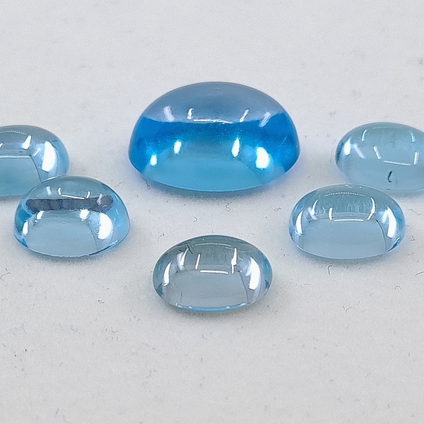 Sky Blue Topaz Cabochon Oval Shape Loose Gemstones in Assorted Sizes from 5x4mm to 12x10mm for Jewellery Making