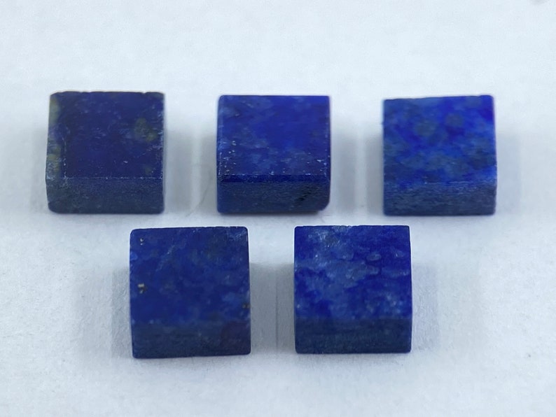 Lapis Lazuli Flat Straight Edge German Cut Square Shape Loose Gemstones in 4mm for Jewellery Making image 1