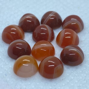 Carnelian With Banded White Stripes Cabochon Loose Round Gemstones in 6mm For Jewellery Making