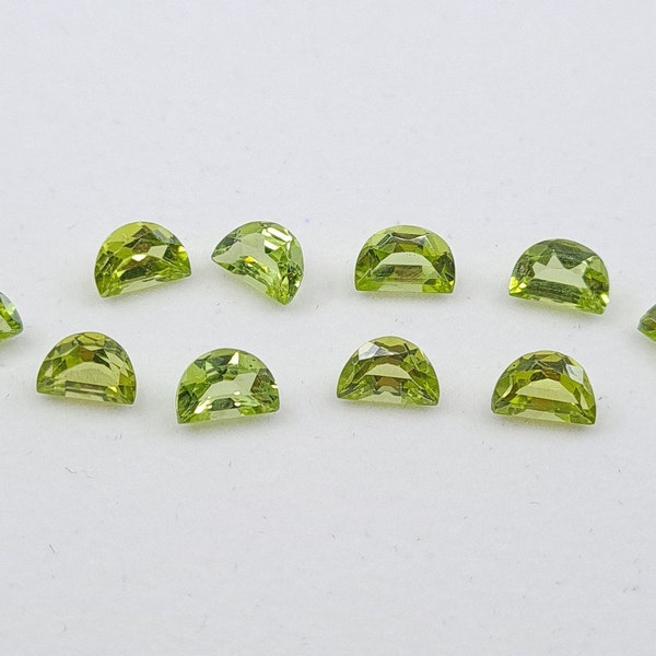 Peridot Natural Faceted Half Moon Shape Loose Gemstones En 6x4mm pour la fabrication de bijoux