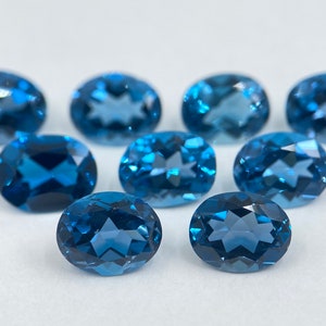 London Blue Topaz Faceted Oval Shape Loose Gemstones in Sizes Ranging from 5x3mm to 16x12mm for Jewellery Making