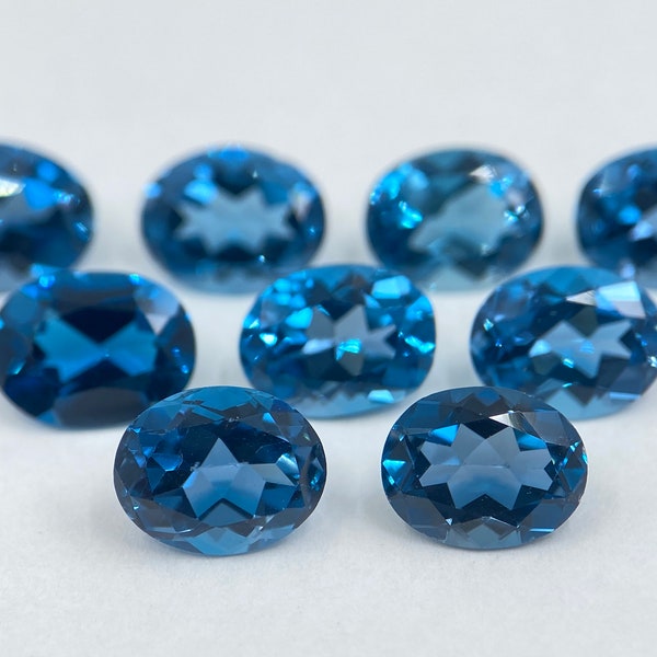 Topacio azul londinense con forma ovalada facetada, piedras preciosas sueltas en tamaños que van desde 4x3 mm hasta 16x12 mm para la fabricación de joyas