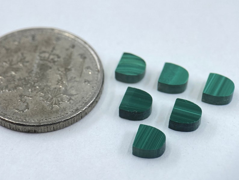 Malachite Flat Straight Edge German Cut D-Shape Loose Gemstones in 4mm for Jewellery Making image 6