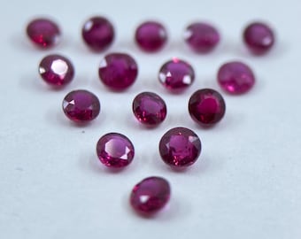 Ruby Fine Quality Round Shape Faceted Loose Gemstones in Sizes Ranging From 1.5mm to 4.75mm For Jewellery Making