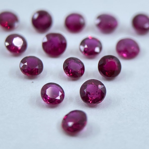 Ruby Fine Quality Round Shape Faceted Loose Gemstones in Sizes Ranging From 1.25mm to 5mm For Jewellery Making