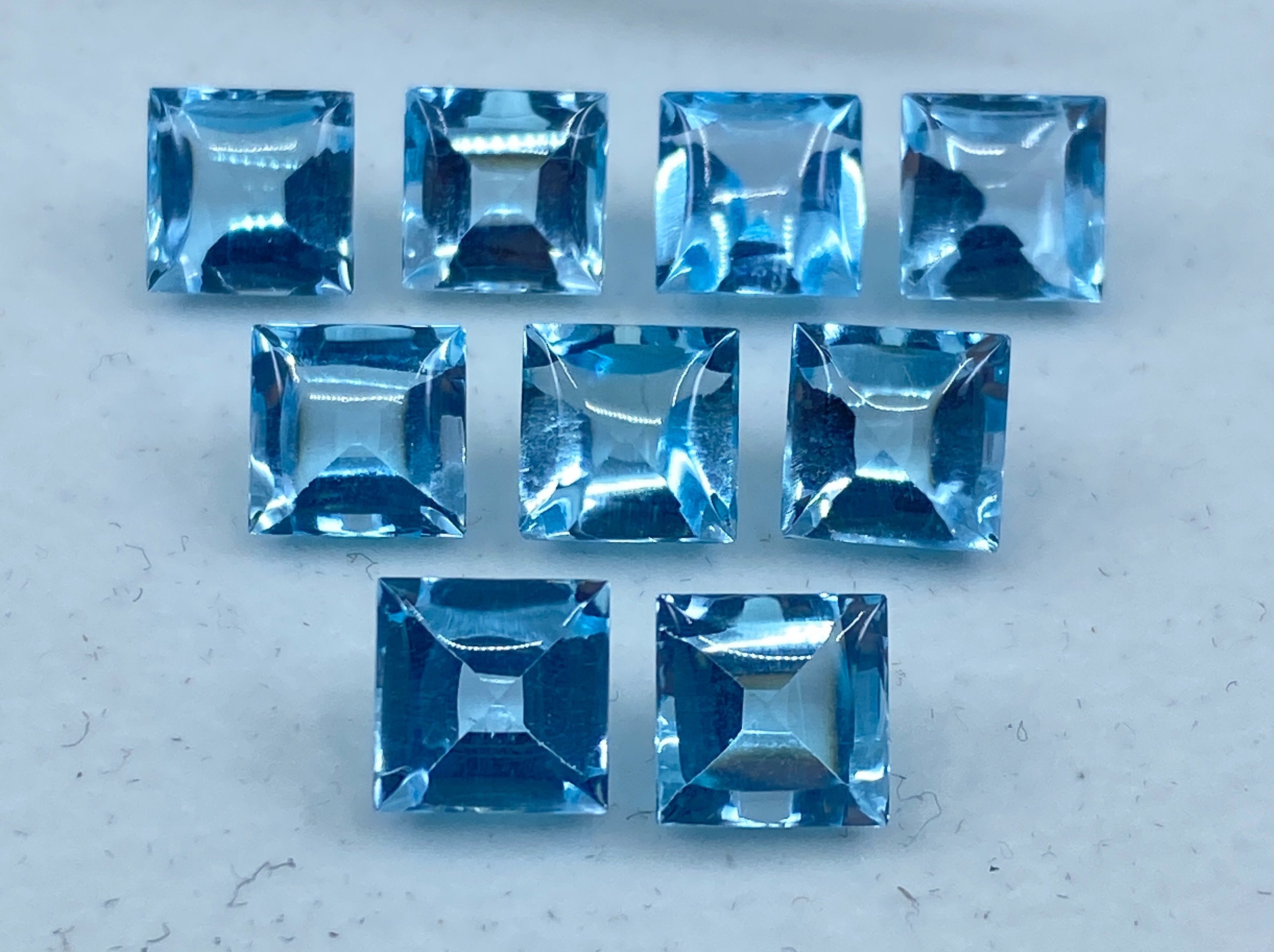 Sky Blue Topaz Square Buff Top Loose Gemstones in Assorted pic