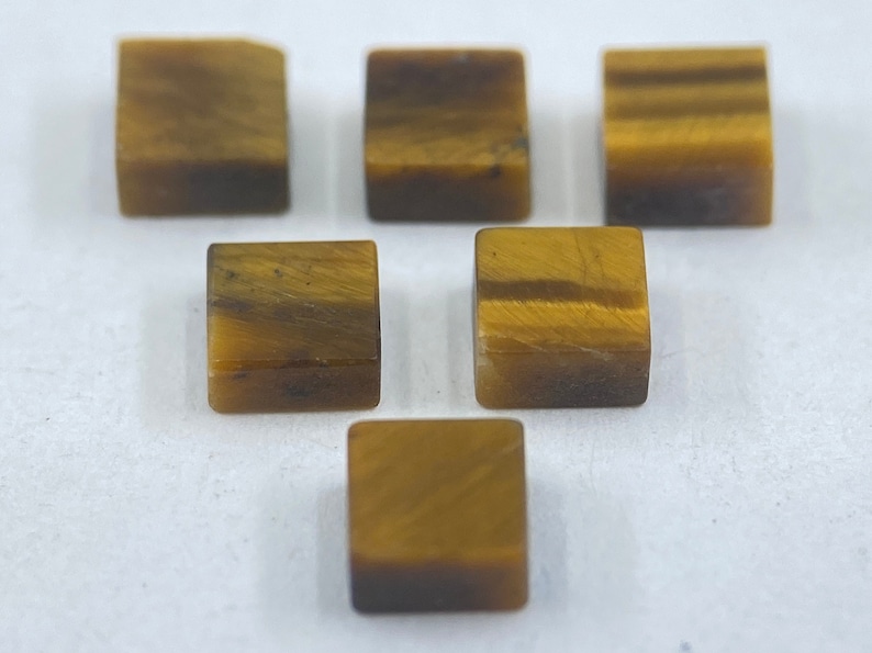 100 Pieces of Golden Tiger Eye Flat Straight Edge German Cut Square Shape Loose Gemstones in 4mm for Jewellery Making image 1