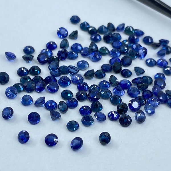 Fine Sapphire Round Shape Faceted Loose Gemstones in Assorted Sizes from 1.5mm to 6mm for Jewellery Making
