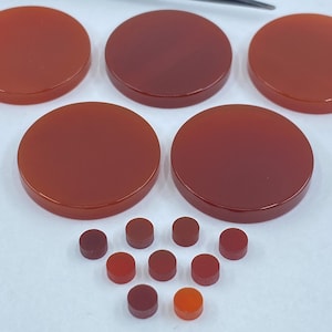 Carnelian Flat Straight Edge Round Shape Loose Gemstones in 4mm, 15mm, 22mm, 32.5mm 38mm & 50mm for Jewellery Making