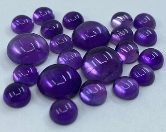 Amethyst (African) Cabochon Round Shape Loose Gemstones In Assorted Sizes from 2.5mm up to 12mm for Jewellery Making