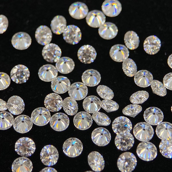 Moissanite Faceted Round Shape Loose Gemstones in 1mm, 2mm & 3mm for Jewellery Making