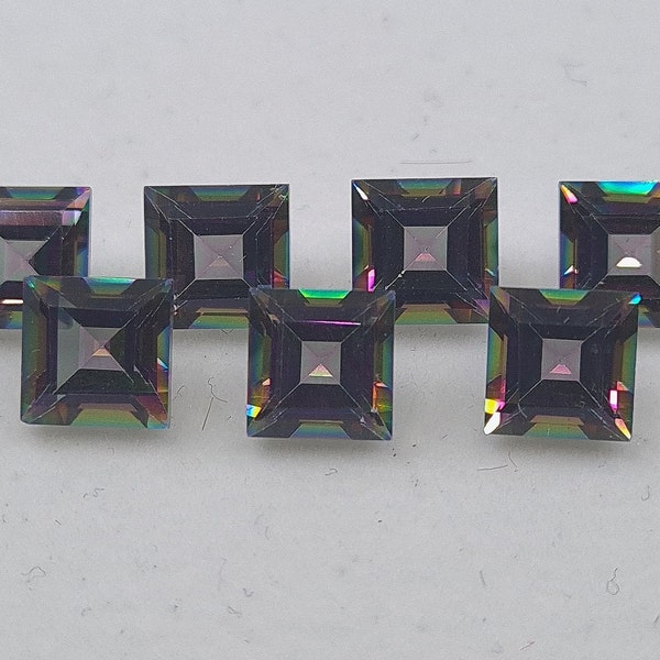 Mystic Topaz Faceted Square Shape Loose Gemstones in 5mm & 6mm for Jewellery Making