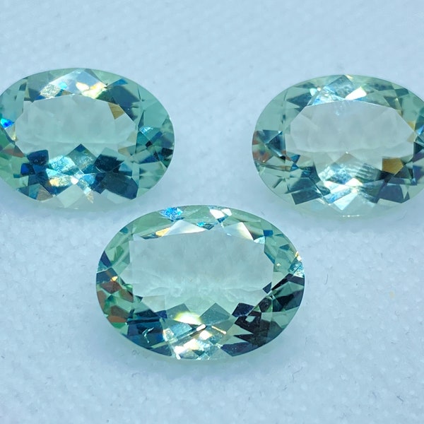 Green Amethyst Faceted Oval Gems in 12x10mm & 14x10mm for Jewellery Making