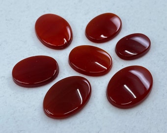 Carnelian Single Bevel Buff Top (SBBT) Oval Shape Loose Gemstones in Sizes from 6x4mm to 20x15mm for Jewellery Making