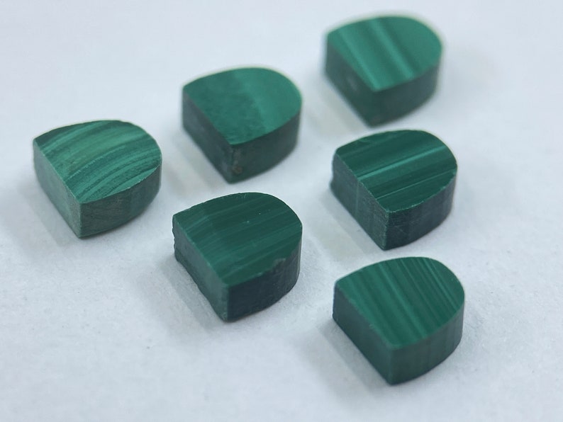 Malachite Flat Straight Edge German Cut D-Shape Loose Gemstones in 4mm for Jewellery Making image 2