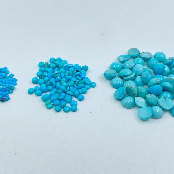 Turquoise (Persian) Natural Real Round Shape Cabochon in Assorted Sizes from 1.25mm to 5mm for Jewellery Making