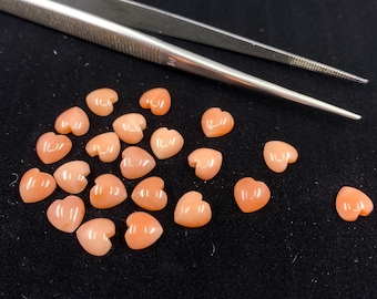Pink Coral (Japan) Heart Shape Cabochon Loose Gemstones in Sizes from 4mm to 7mm for Jewellery Making