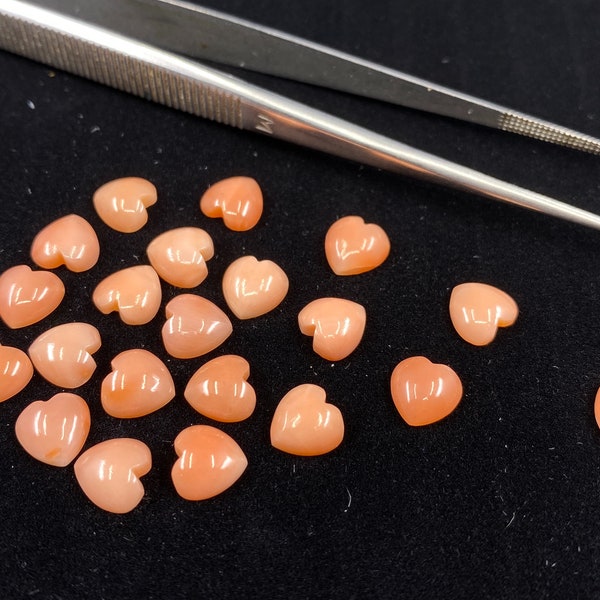 Rosa Koralle (Japan) Herzform Cabochon Lose Edelsteine in Größen von 4mm bis 7mm für die Schmuckherstellung