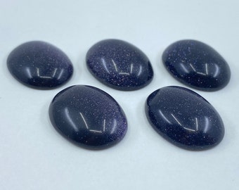 Blue Goldstone Cabochon Oval Gemstones in Assorted Sizes from 20x15mm to 25x11mm for Jewellery Making