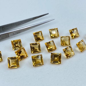 Citrine (Brazil) Natural Faceted Square Gemstones in 2.5mm, 3mm & 4mm for Jewellery Making