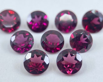 Rhodolite Garnet (Rose-Coloured) Faceted Round Shape Loose Gemstones in Sizes Ranging from 2.25mm to 7mm for Jewellery Making