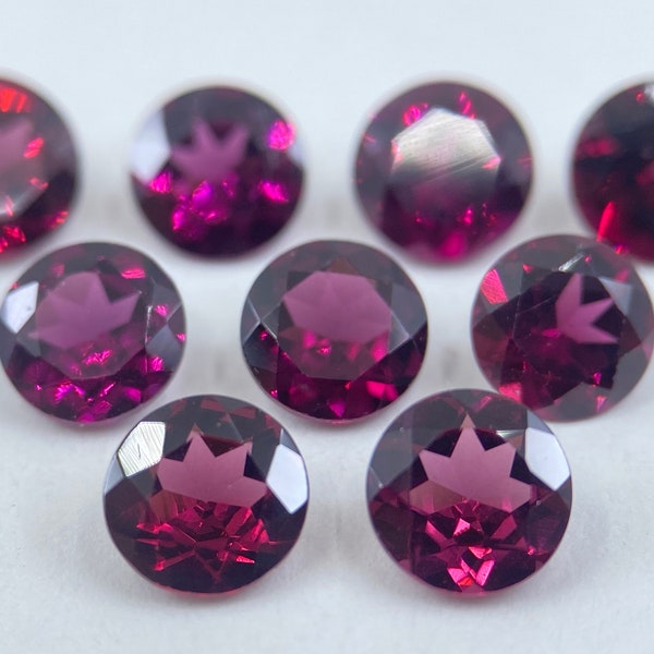 Rhodolite Garnet (Rose-Coloured) Faceted Round Shape Loose Gemstones in Sizes Ranging from 2.25mm to 7mm for Jewellery Making