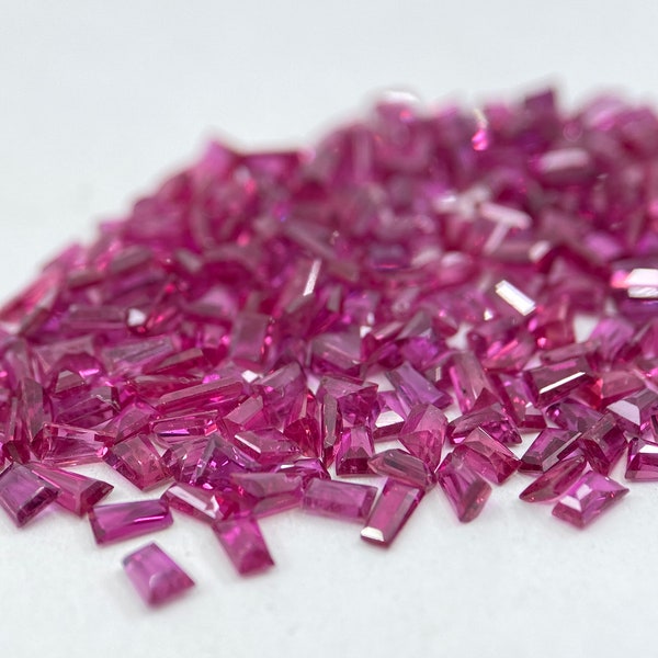 Ruby Fine Quality Tapered Baguette Faceted Loose Gemstones in Mixed Sizes Ranging from 2.2x1.5mm to 2.7x2mm for Jewellery Making