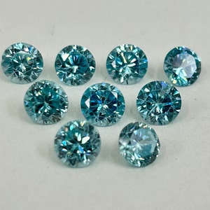 Blauwe zirkoon natuurlijke gefacetteerde ronde vorm losse edelstenen van 2,5 mm tot 7-7,2 mm voor het maken van sieraden
