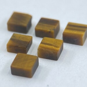 100 Pieces of Golden Tiger Eye Flat Straight Edge German Cut Square Shape Loose Gemstones in 4mm for Jewellery Making image 3