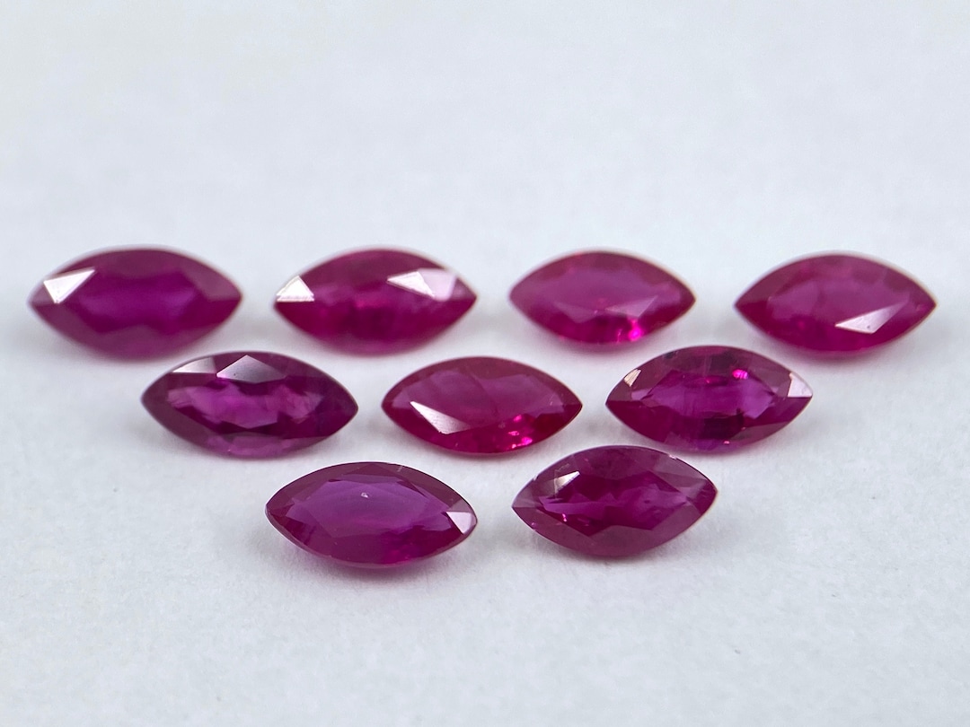 Fine Ruby Marquise/navette Shape Faceted Loose Gemstones in 4x2mm, 5x2 ...