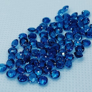 London Blue Topaz Faceted Round Shape Loose Gemstones In Assorted Sizes Ranging From 1.75mm To 8mm For Jewellery Making
