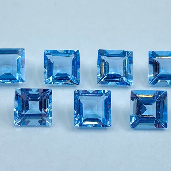 Aquamarine (Fine Quality) Faceted Square Loose Gemstones in Assorted Sizes from 2mm to 8mm for Jewellery Making