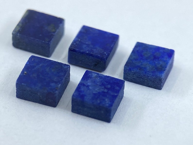 Lapis Lazuli Flat Straight Edge German Cut Square Shape Loose Gemstones in 4mm for Jewellery Making image 3