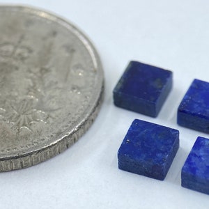 Lapis Lazuli Flat Straight Edge German Cut Square Shape Loose Gemstones in 4mm for Jewellery Making image 5