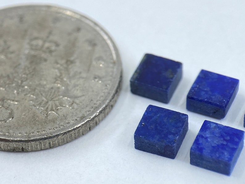 Lapis Lazuli Flat Straight Edge German Cut Square Shape Loose Gemstones in 4mm for Jewellery Making image 5
