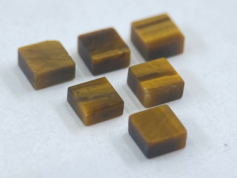 100 Pieces of Golden Tiger Eye Flat Straight Edge German Cut Square Shape Loose Gemstones in 4mm for Jewellery Making image 2