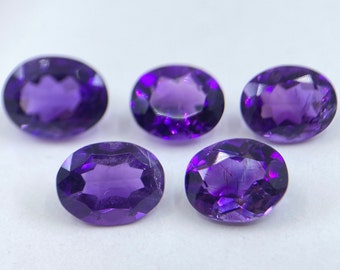 Amethyst (African) Faceted Oval Shape Second Quality Loose Gemstones in Sizes from 4x3mm to 20x15mm for Jewellery Making