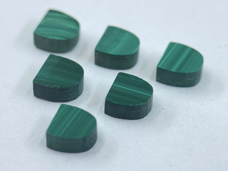 Malachite Flat Straight Edge German Cut D-Shape Loose Gemstones in 4mm for Jewellery Making image 3