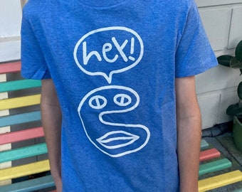 Kids' BeanMan Hey! T-Shirt Blue Marle - Unisex Graphic Tee